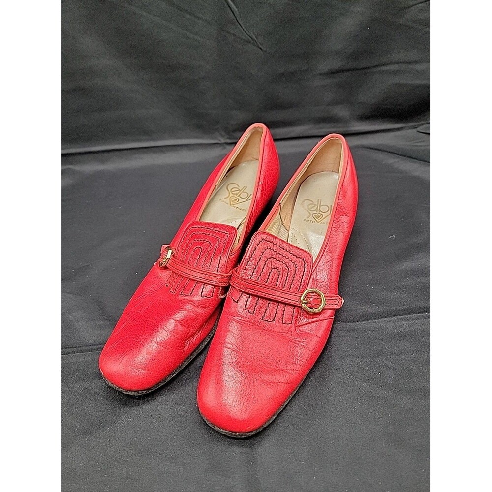 Womens Vintage Selby Fifth Avenue Red Leather 1950s Heels 8.5